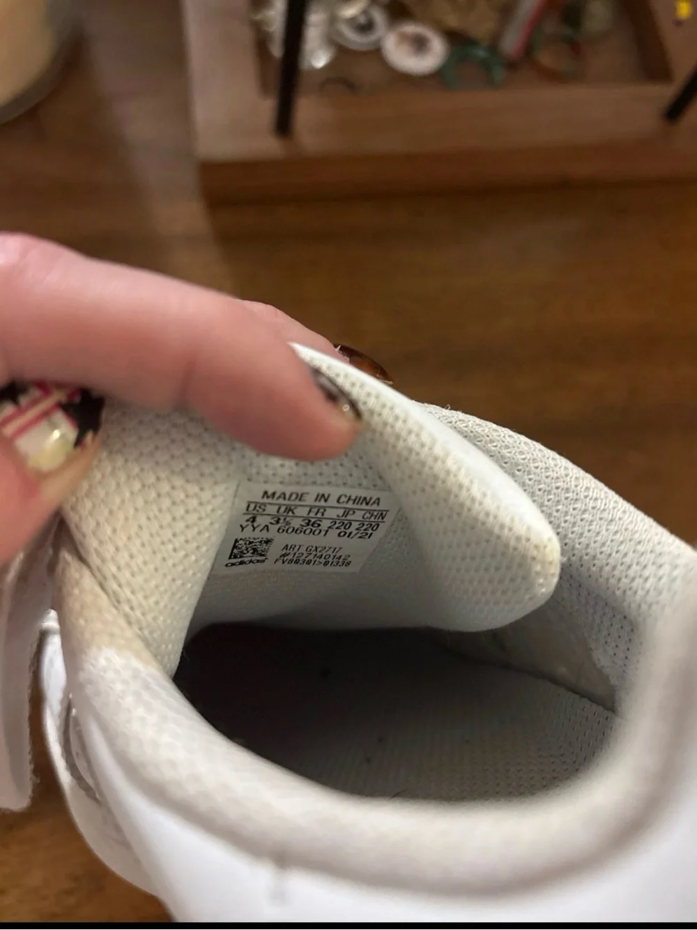 adidas White Espadrille-Style Sneakers with Multicolor Toe Caps